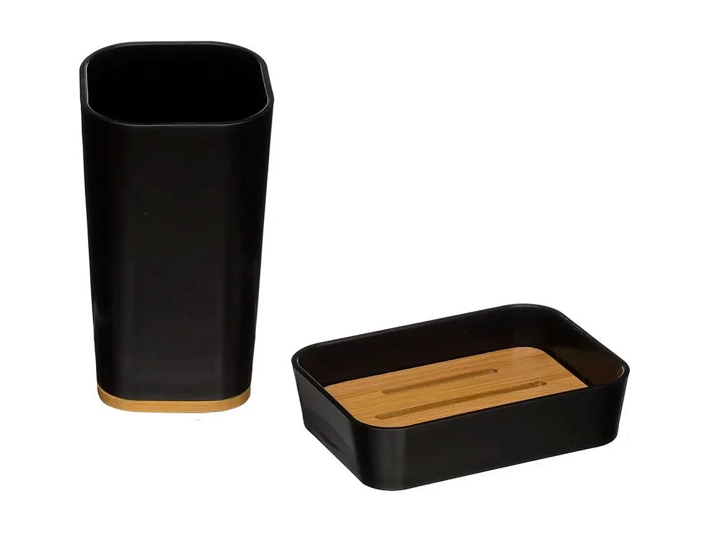 Porte Savon & Gobelet "Natureo" 11cm Noir