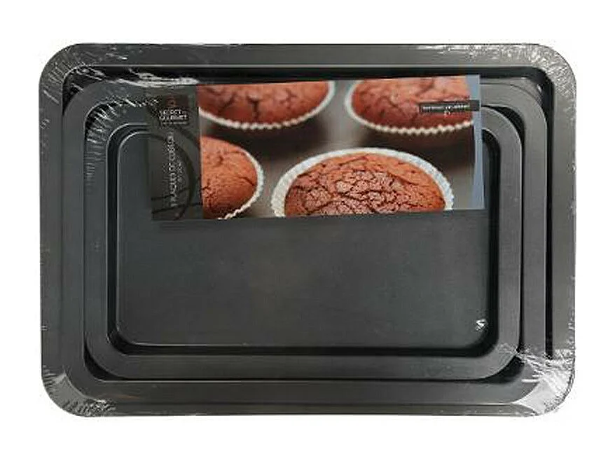 Lot de 3 Plaques de Cuisson "Steel" 48cm Gris