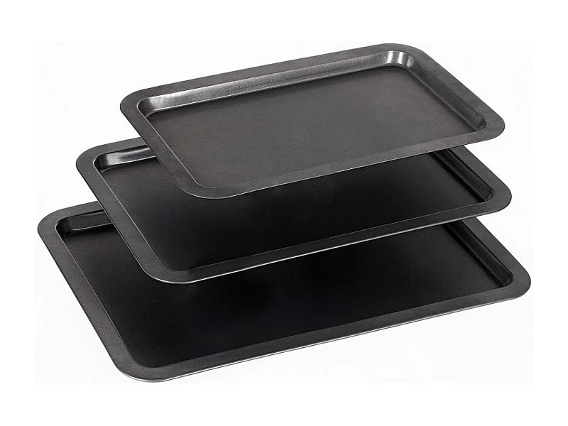 Lot de 3 Plaques de Cuisson "Steel" 48cm Gris