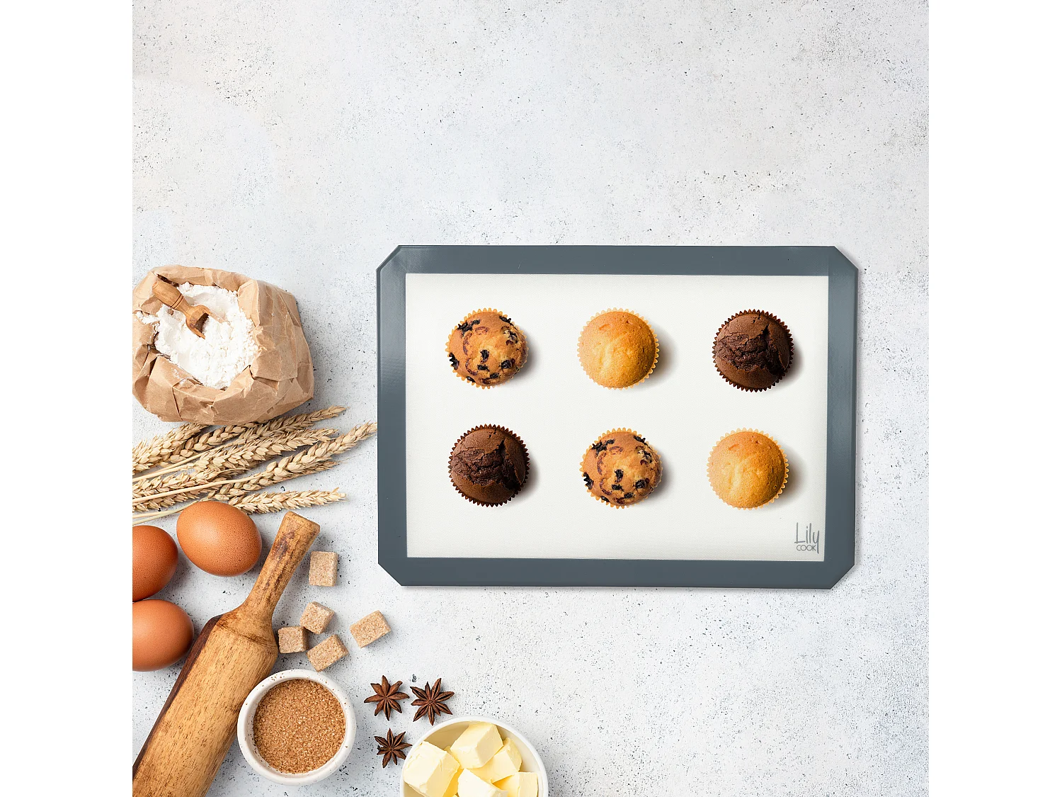 Tapis De Cuisson Et De Patisserie Gris, Blanc