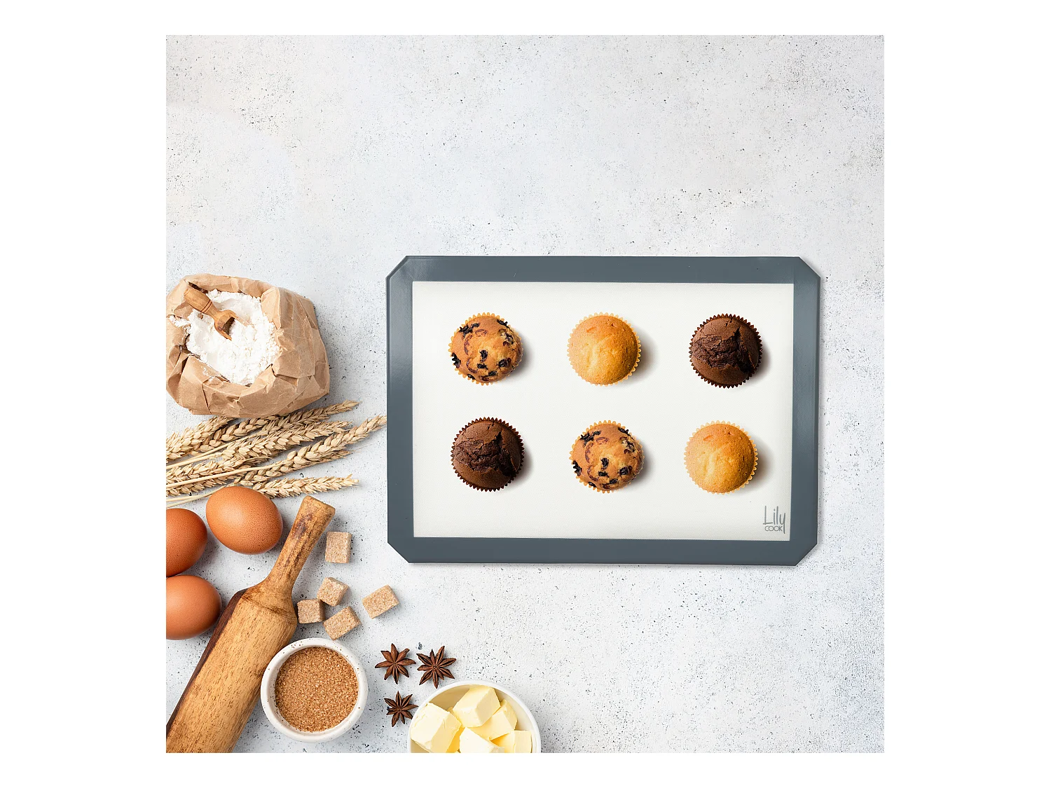 Tapis De Cuisson Et De Patisserie Gris, Blanc