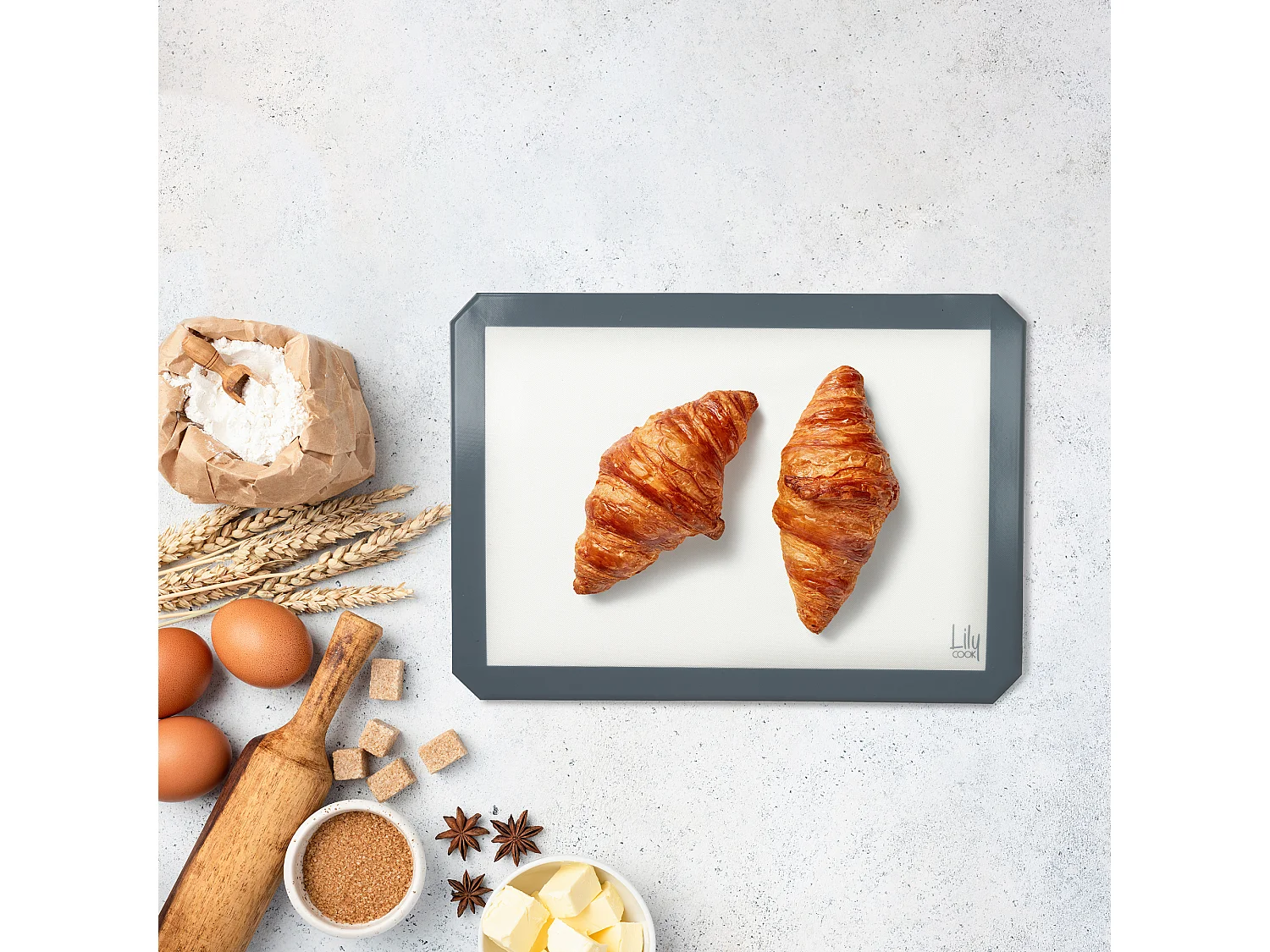 Tapis De Cuisson Et De Patisserie Gris, Blanc