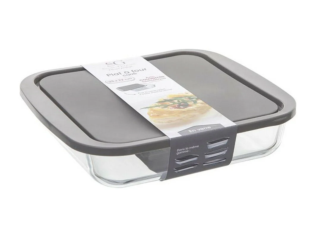 Plat à Four en Verre "Couvercle" 22cm Transparent