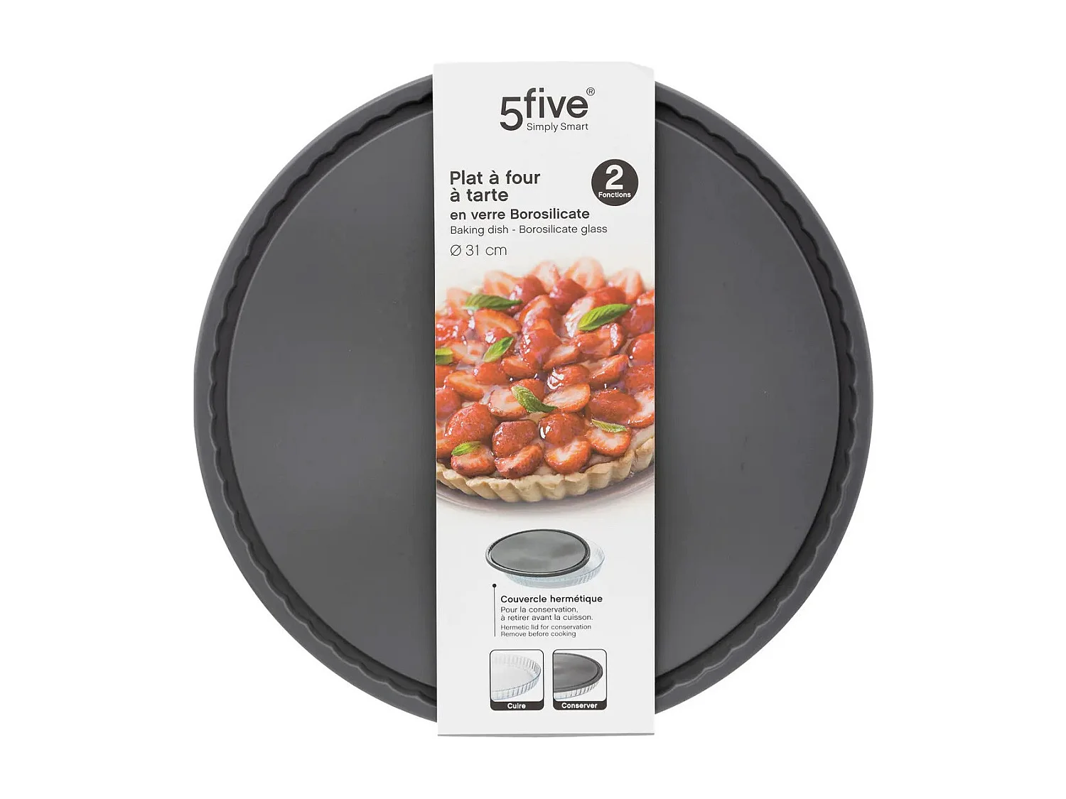 Plat à Tarte "Couvercle" 31cm Transparent