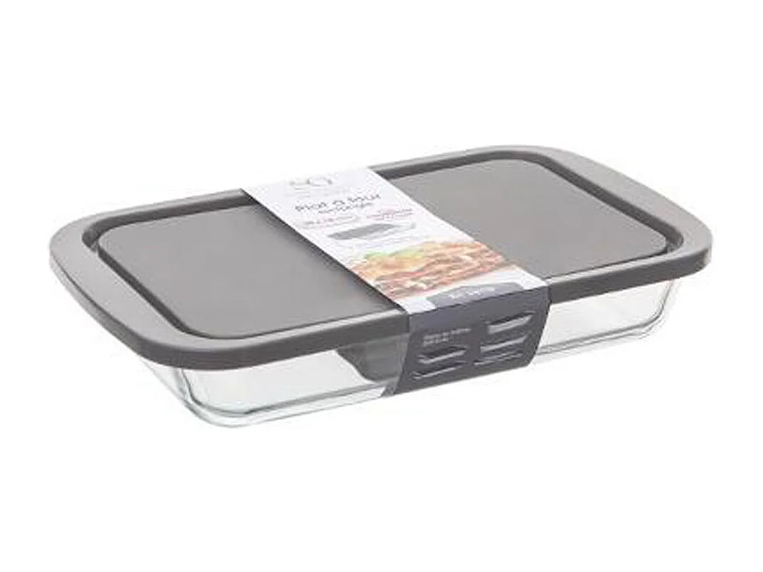 Plat à Four Rectangulaire en Verre "Couvercle" 29cm Transparent