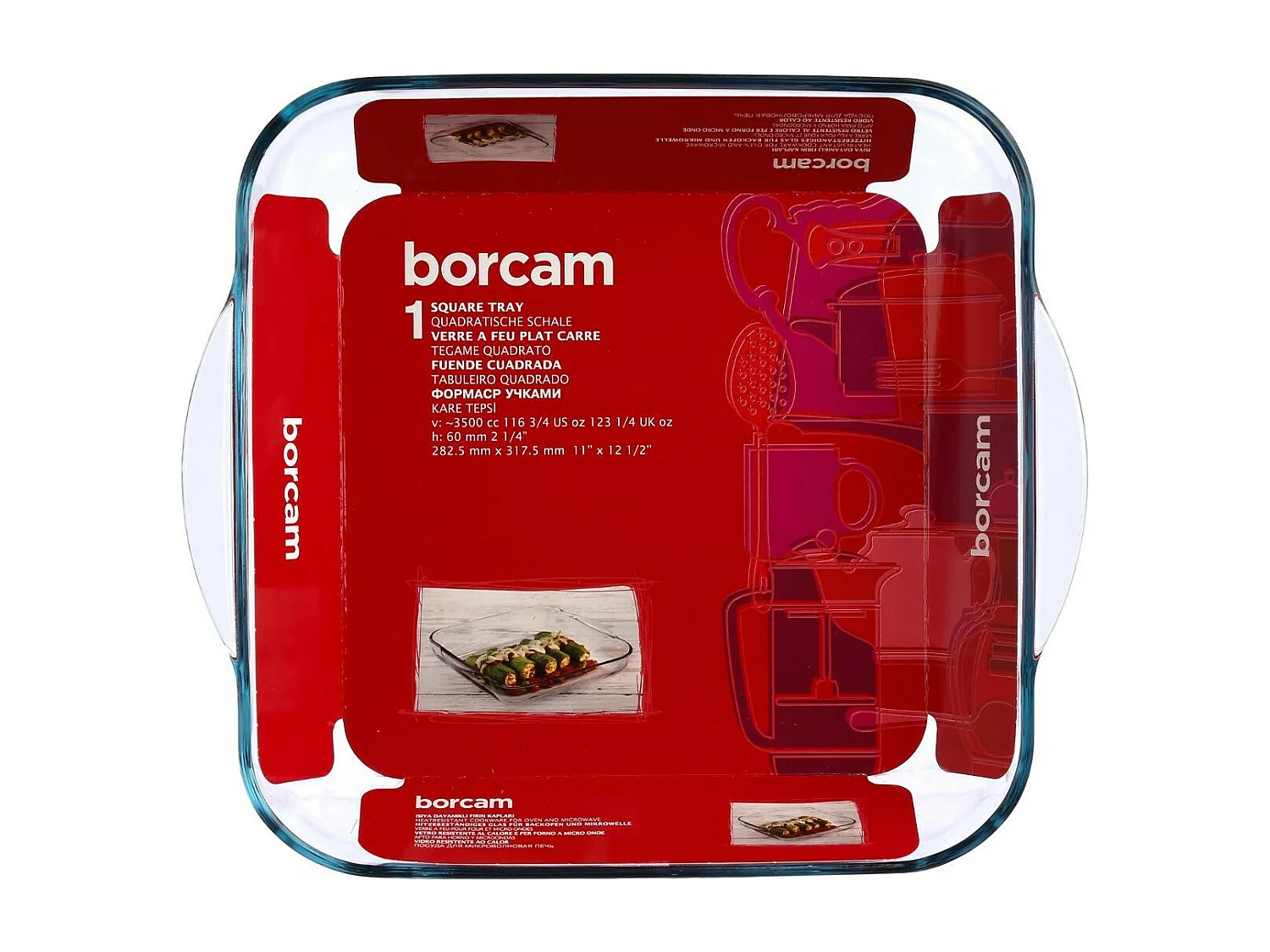 Plat à Four Carré "Verre" 29cm Transparent