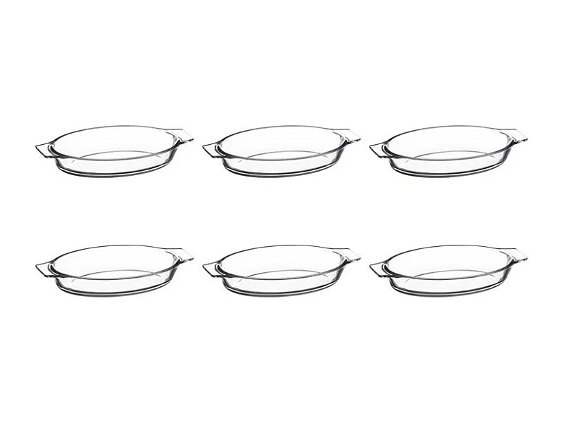 Lot de 6 Mini Plats en Verre "Ovale" 20cm Transparent