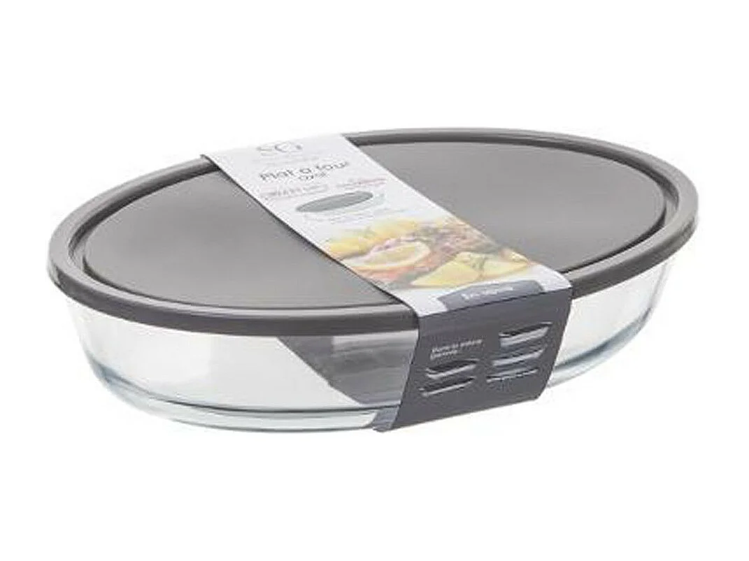 Plat à Four Ovale en Verre "Couvercle" 26cm Transparent