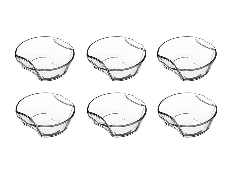 Lot de 6 Mini-Plats Ronds en Verre 16cm Transparent