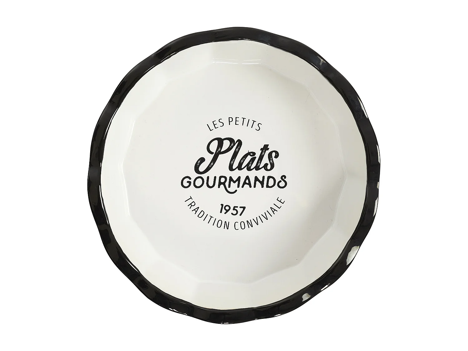 Plat En Ceramique Rond D25.5cm Blanc, Noir