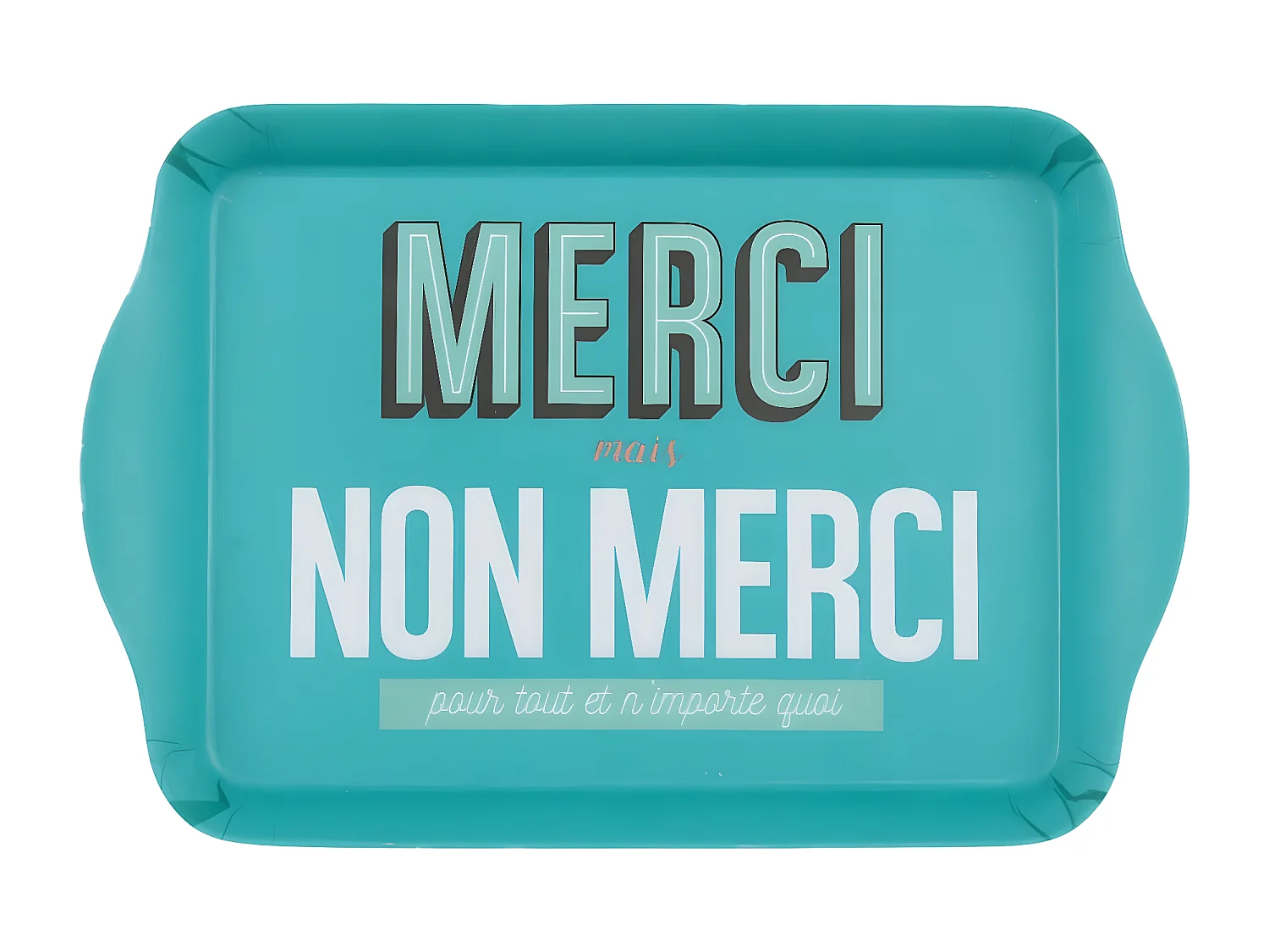 Plateau de Service Imprimé "Merci" 21cm Bleu