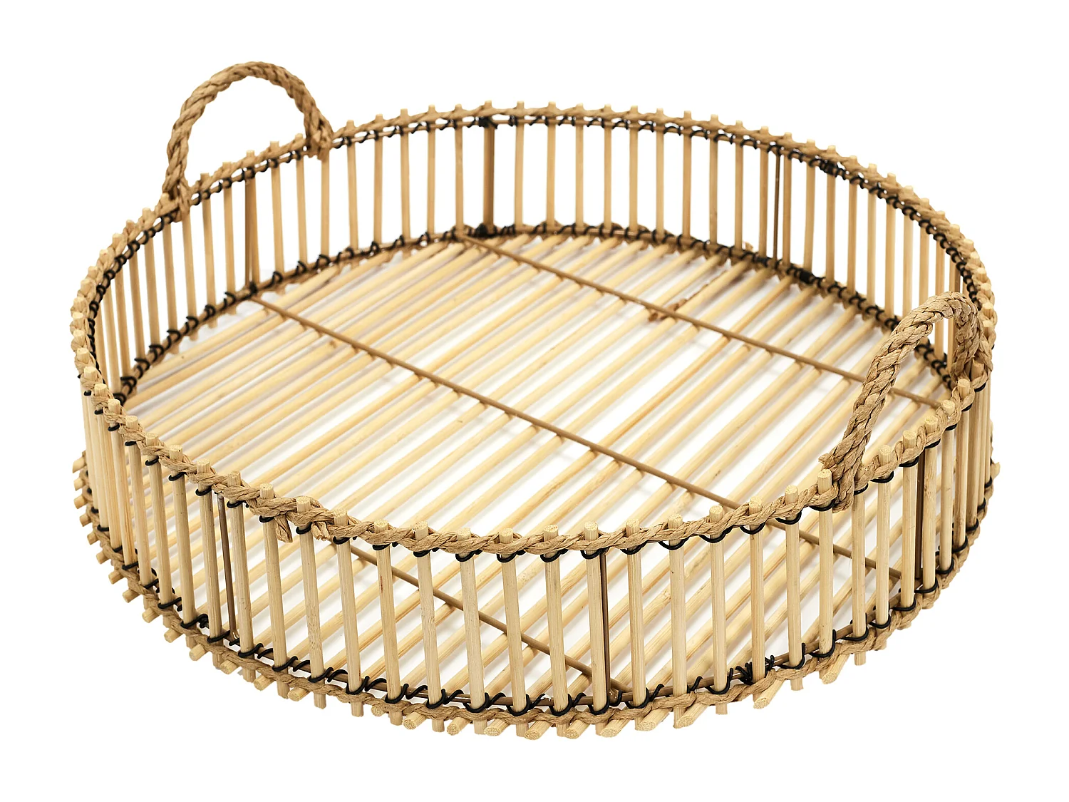 Plateau Tressage Bambou D40cm Marron