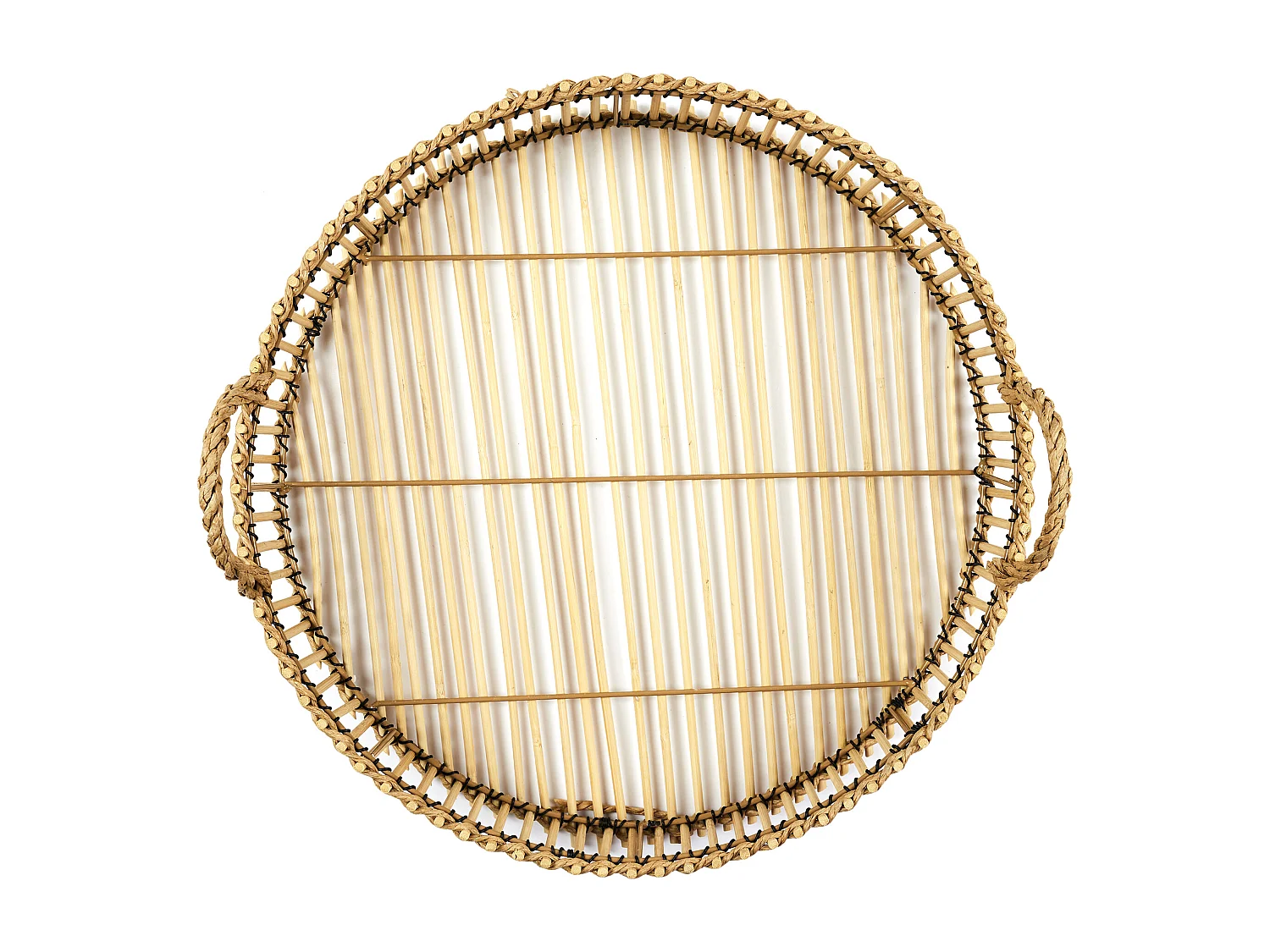 Plateau Tressage Bambou D40cm Marron