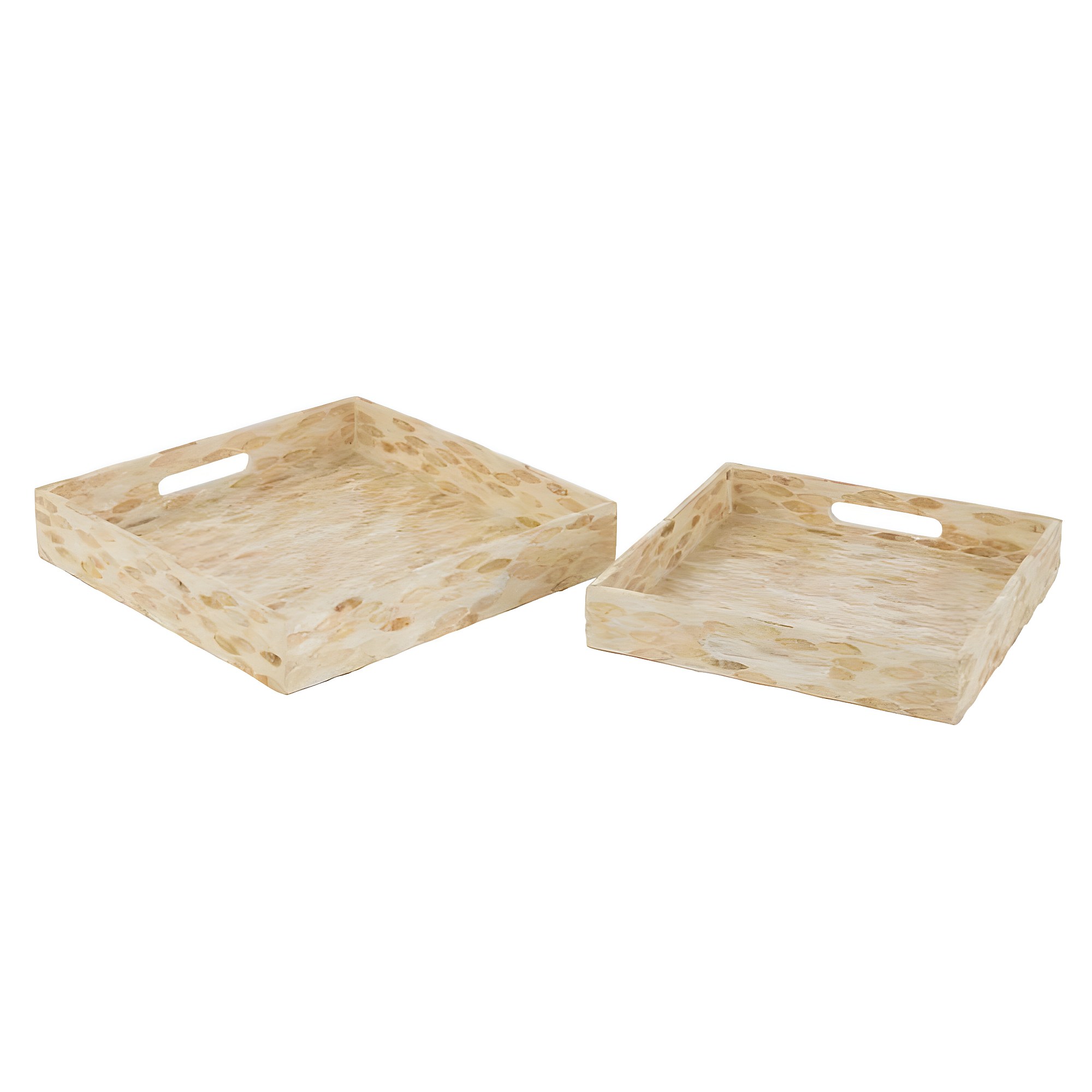 ATMOSPHERA Lot de 2 Plateaux Ronds Ali 35cm Naturel pas cher