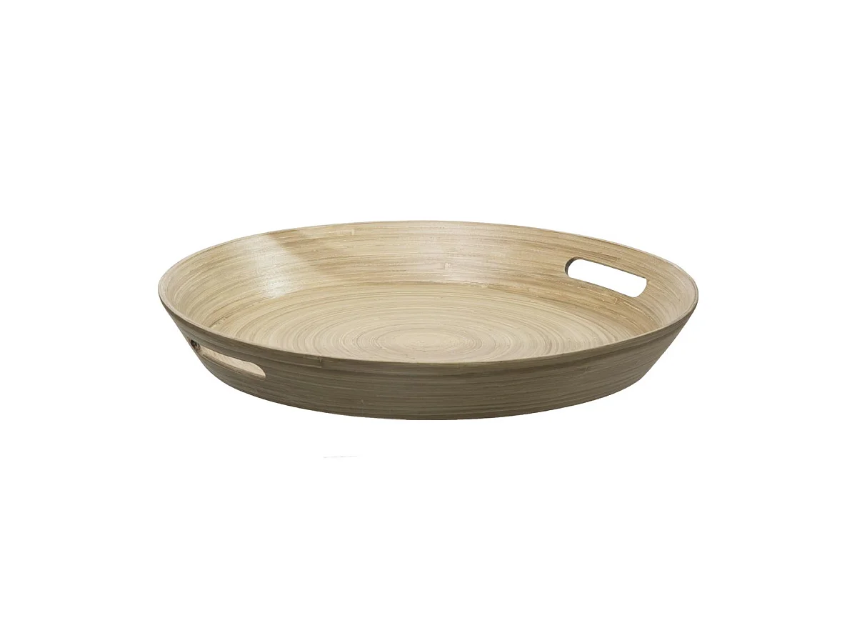 Plateau en Bambou Laqué Rond "Bicolore" 42cm Naturel