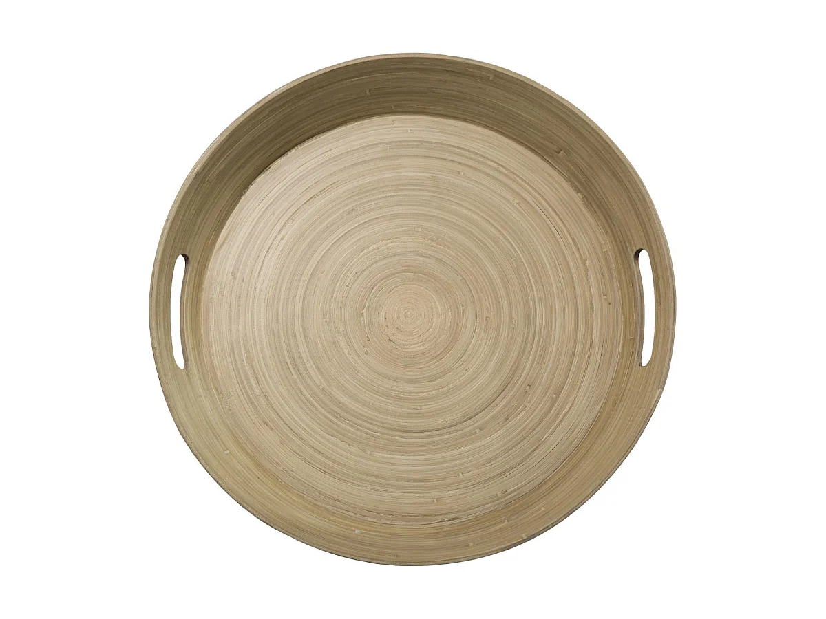 Plateau en Bambou Laqué Rond "Bicolore" 42cm Naturel
