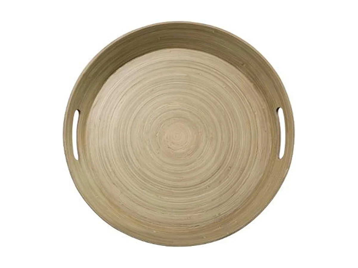 Plateau en Bambou Laqué Rond "Bicolore" 42cm Naturel