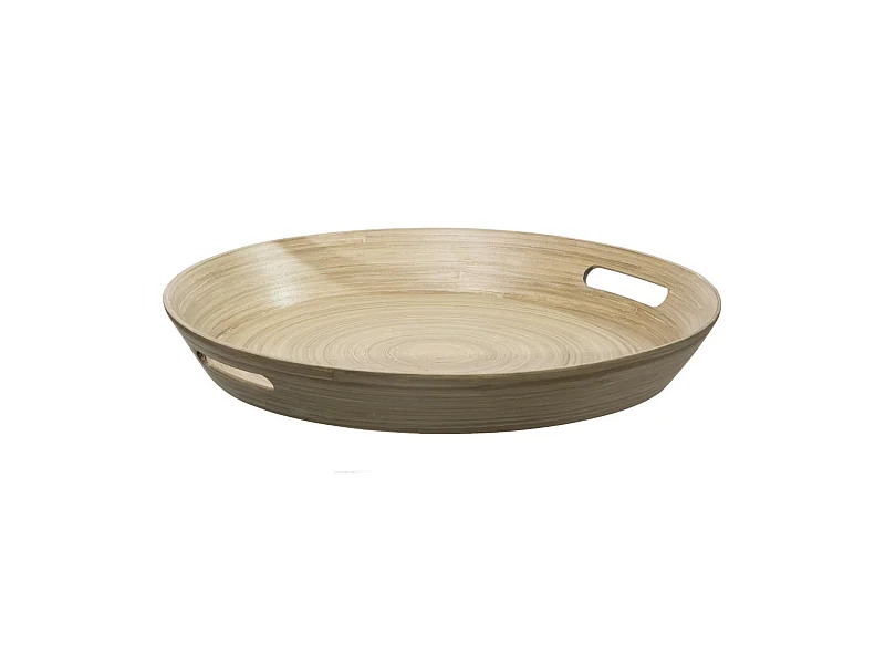 Plateau en Bambou Laqué Rond "Bicolore" 42cm Naturel