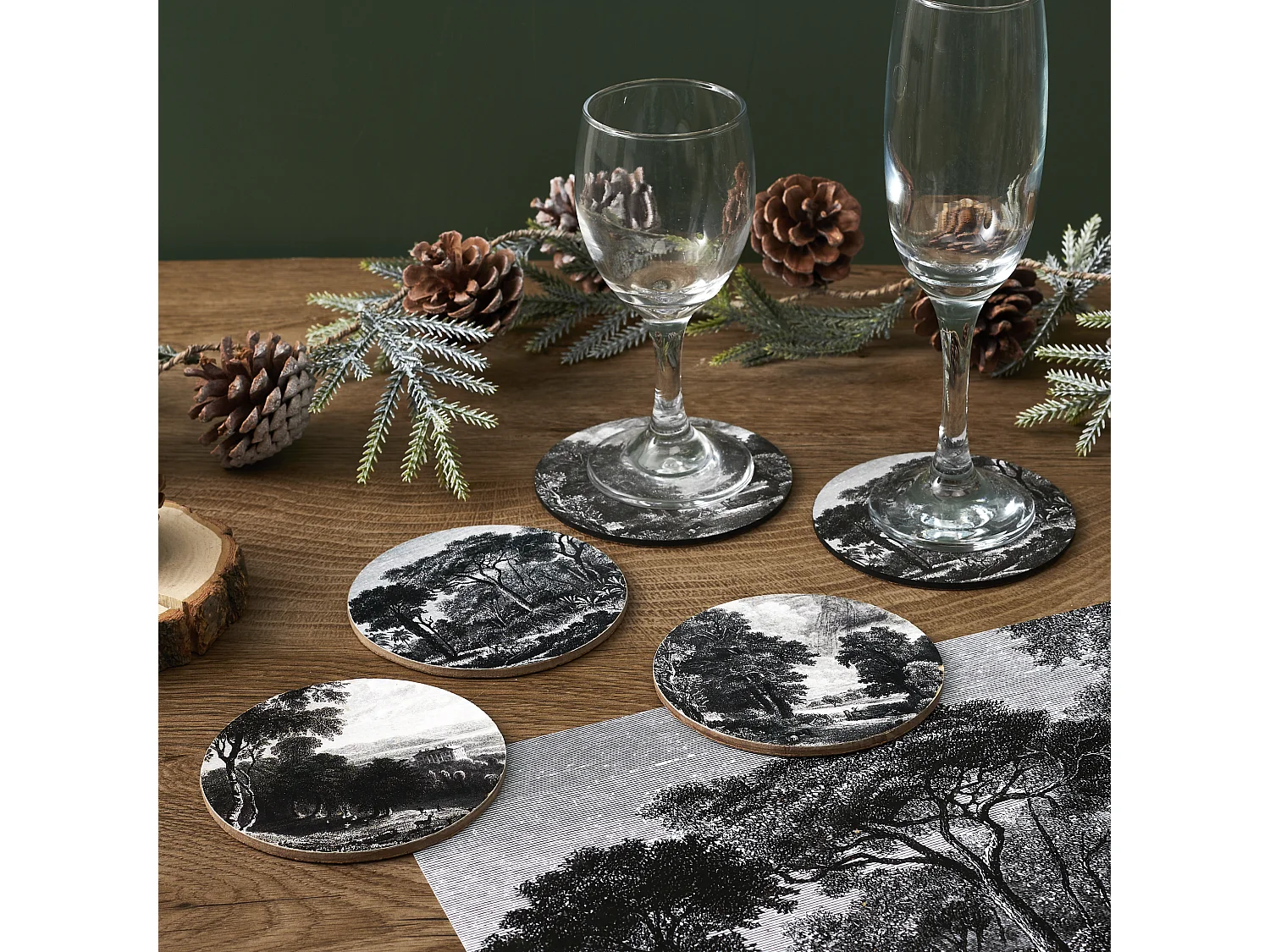 Dessous De Verre En Bois Black Forest X6 Noir