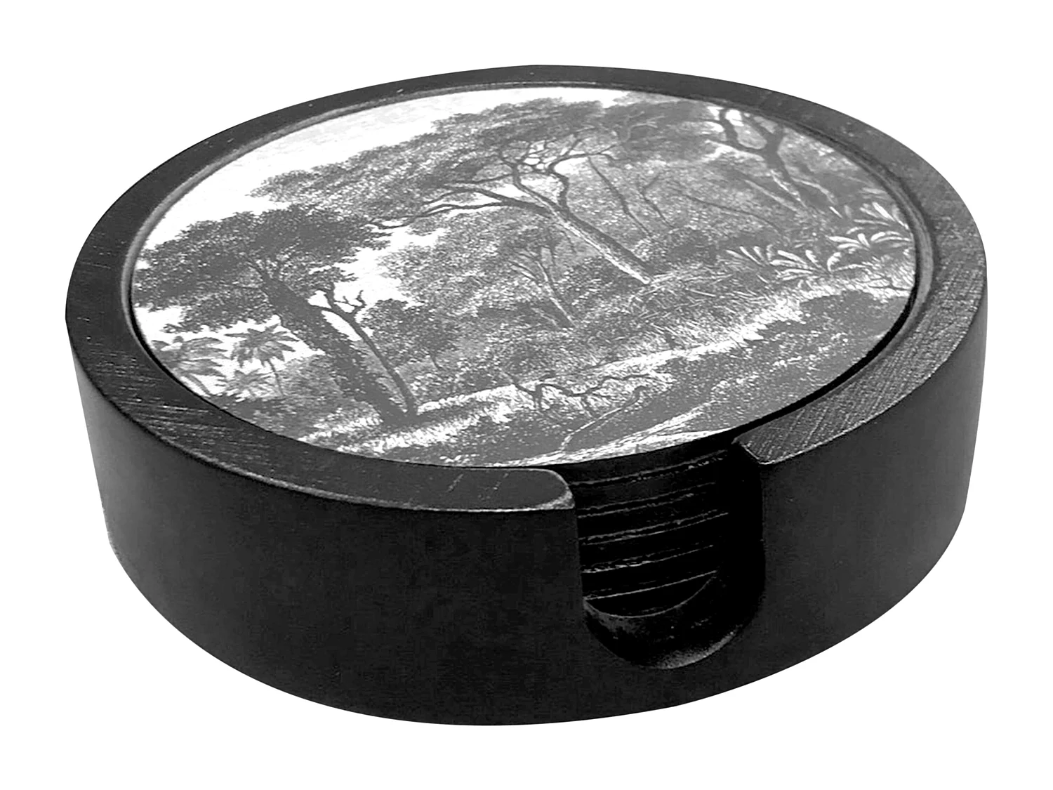 Dessous De Verre En Bois Black Forest X6 Noir