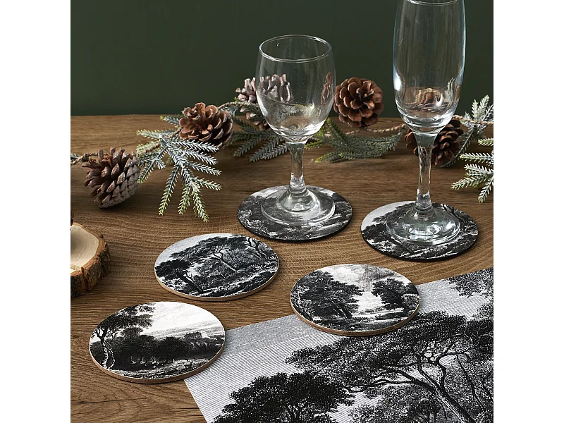 Dessous De Verre En Bois Black Forest X6 Noir