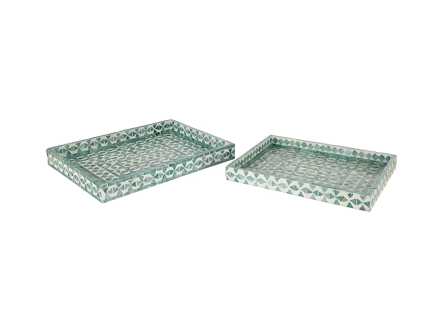 Lot de 2 Plateaux Déco "Delta" 41cm Bleu Clair