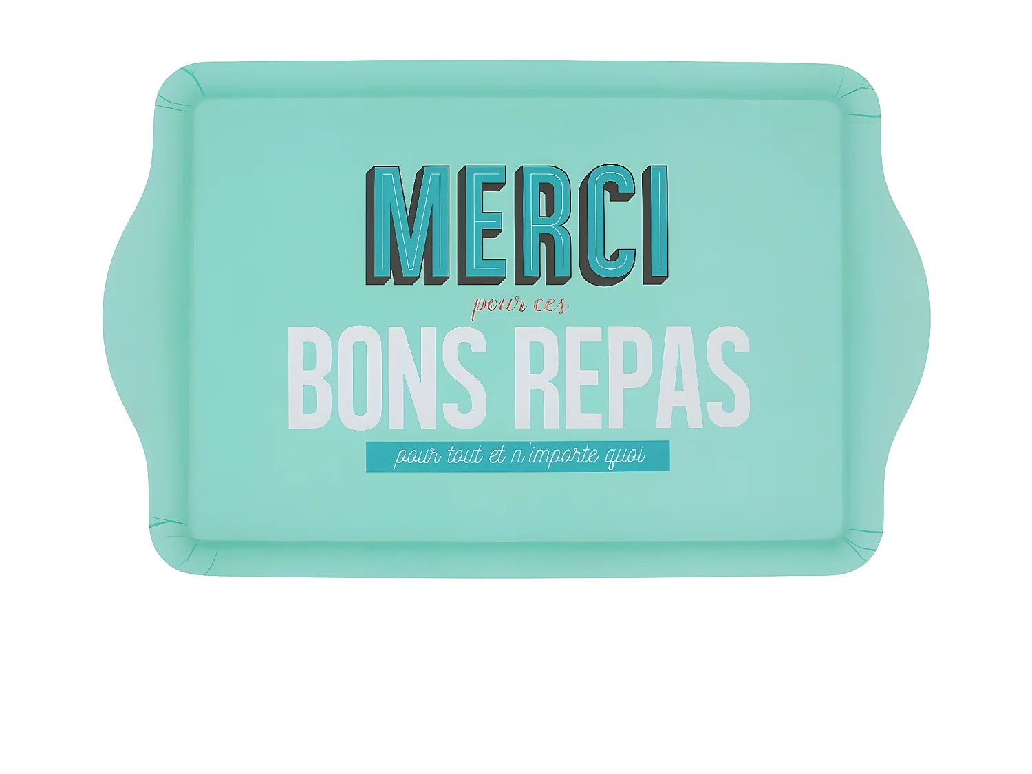 Plateau de Service Imprimé "Merci" 47cm Bleu