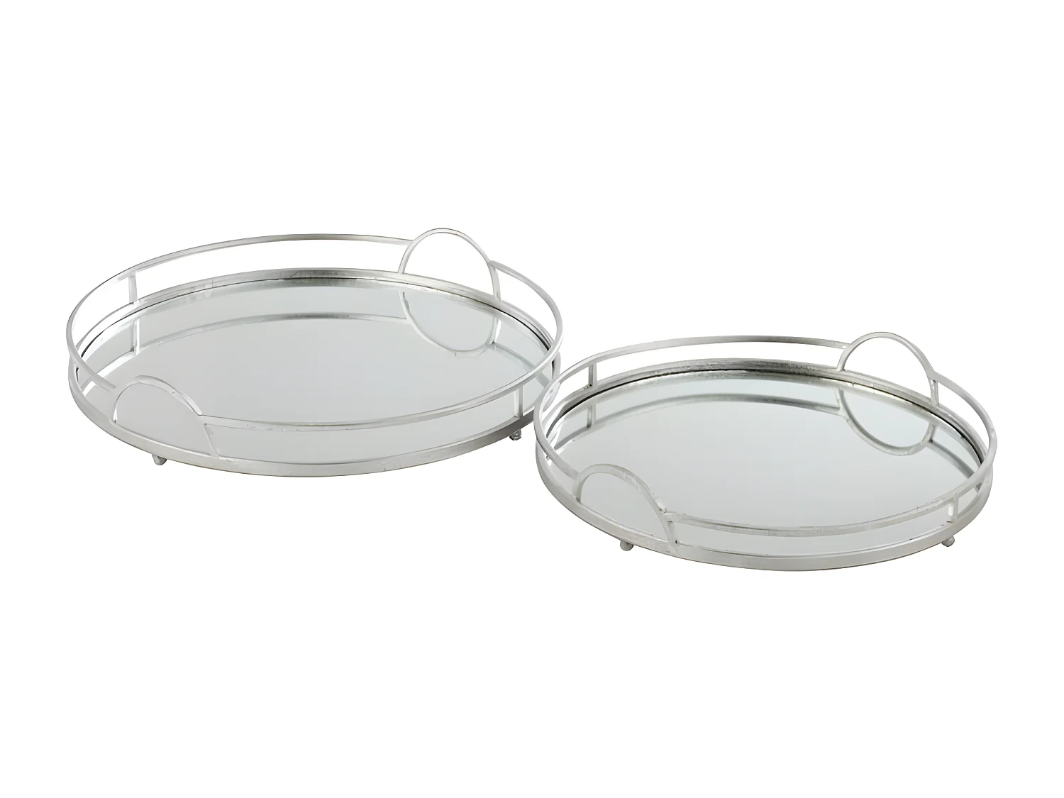 Lot de 2 Plateaux en Métal Miroir "Loa" 46cm Argent