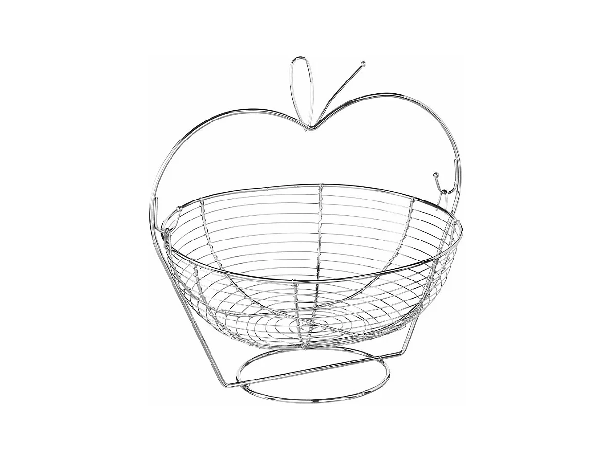 Corbeille à fruit en forme de pomme en métal - Argenté - L 35 x P 29 x H 33 cm