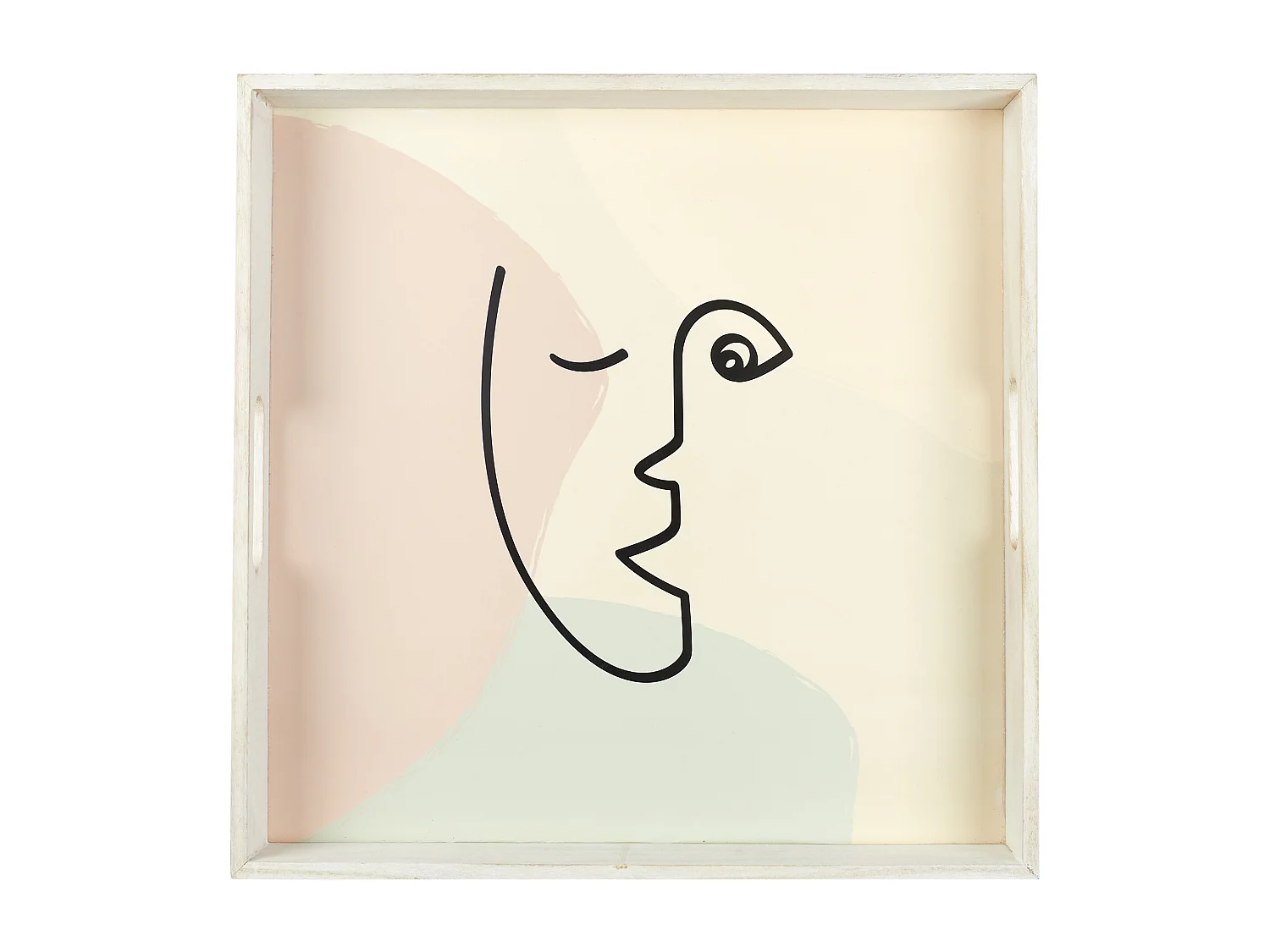 Plateau Bois Arty 40x40cm Vert, Rose, Beige, Blanc