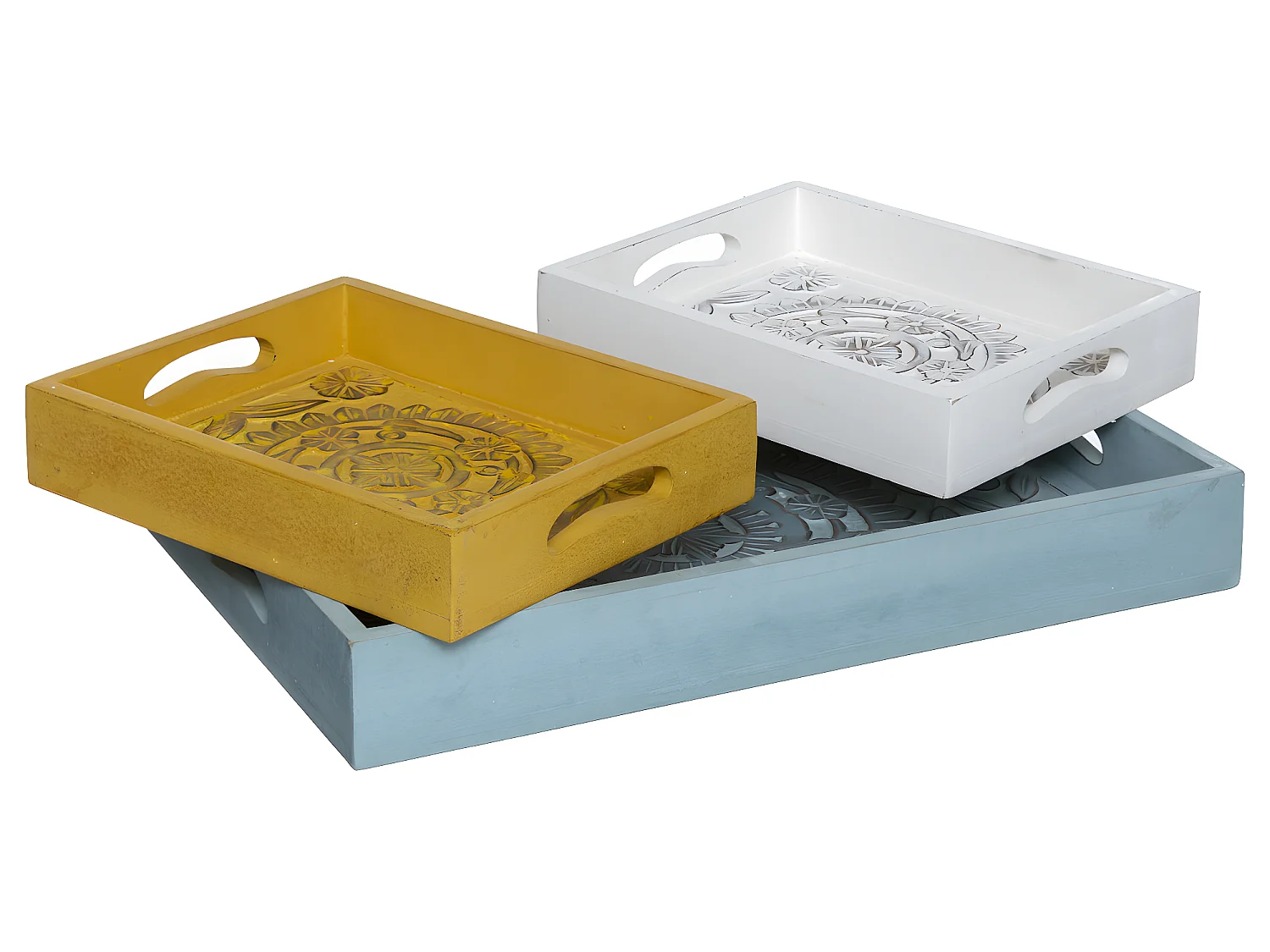 Lot de 3 Plateaux "Idylle Folk" 45cm Multicolore