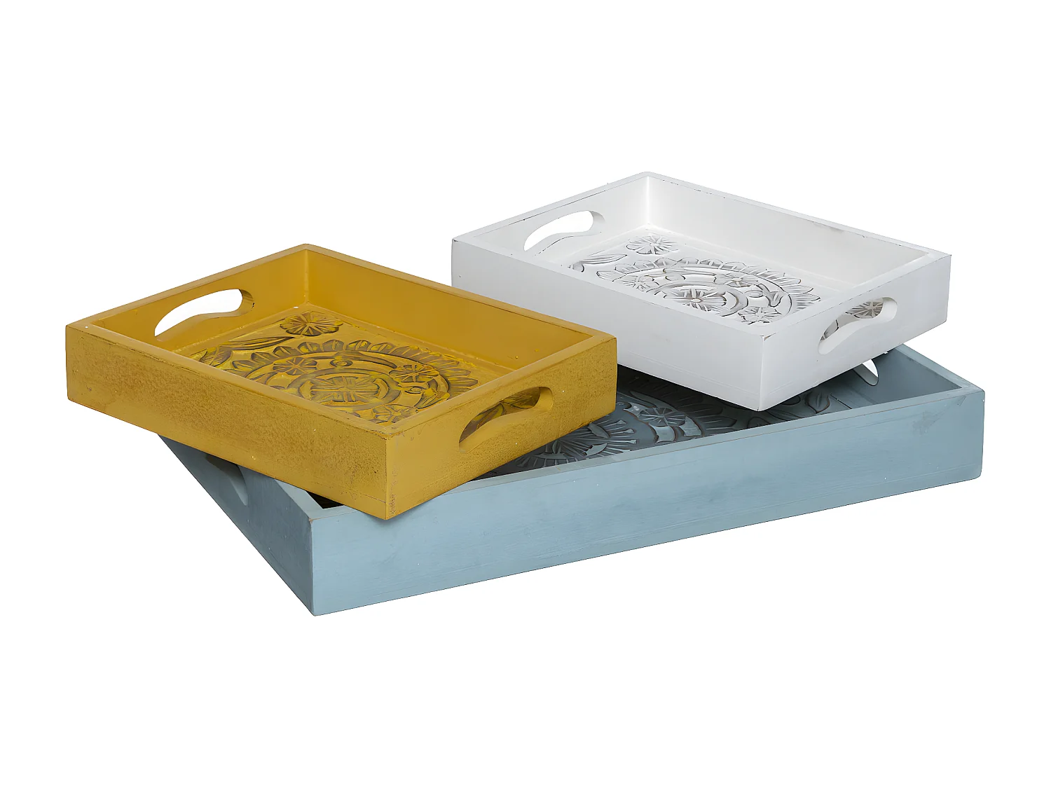 Lot de 3 Plateaux "Idylle Folk" 45cm Multicolore