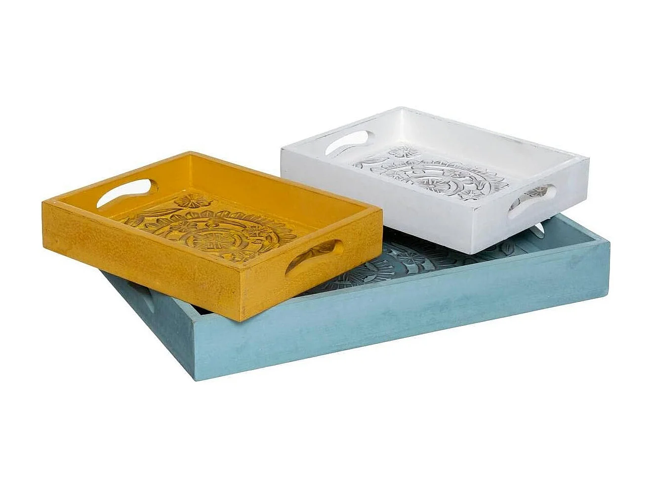Lot de 3 Plateaux "Idylle Folk" 45cm Multicolore