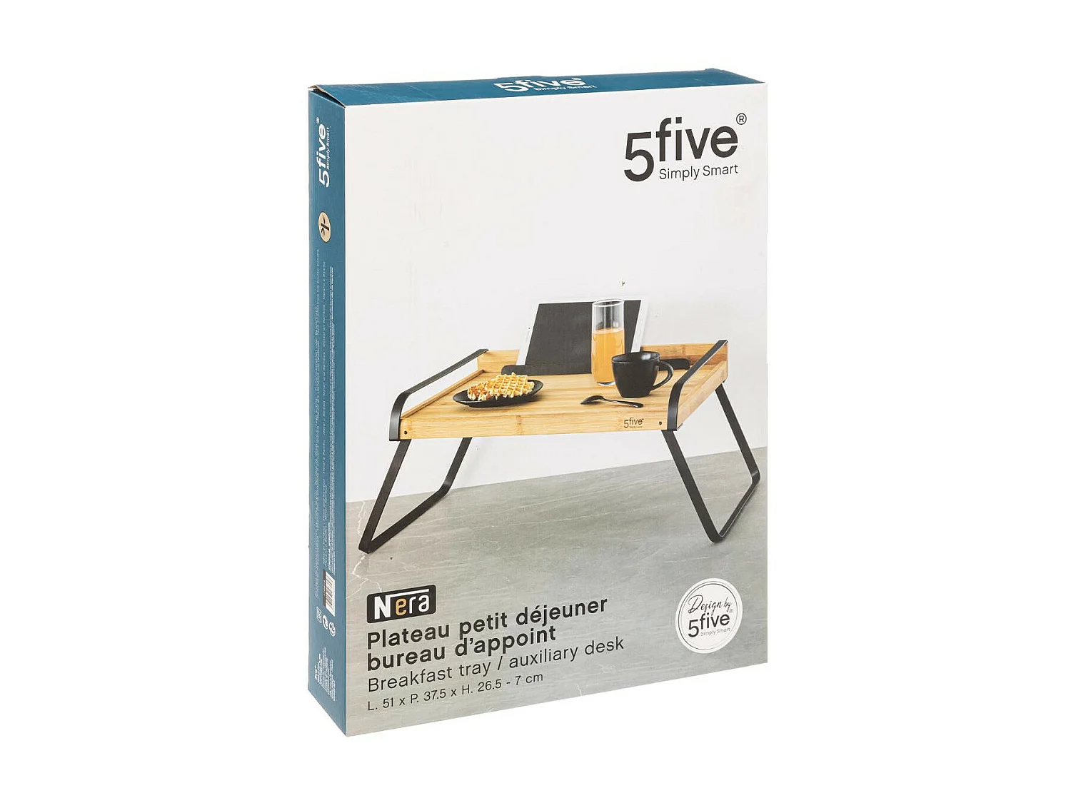 Plateau Petit-Déjeuner "Nera" 51cm Noir & Naturel