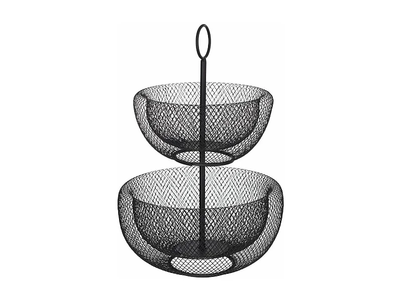 Serviteur 2 Étages en Métal "Mesh" 38cm Noir