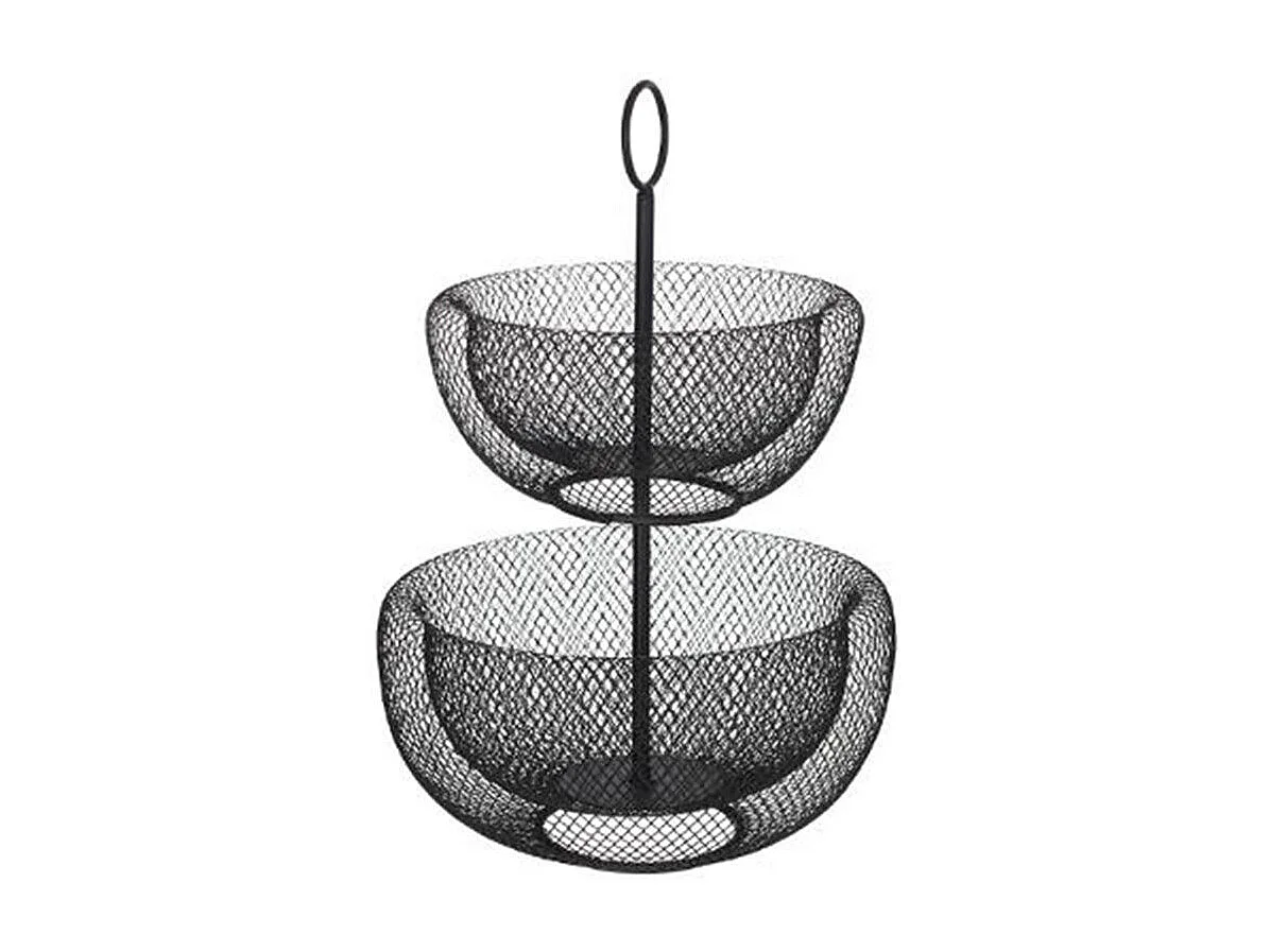 Serviteur 2 Étages en Métal "Mesh" 38cm Noir