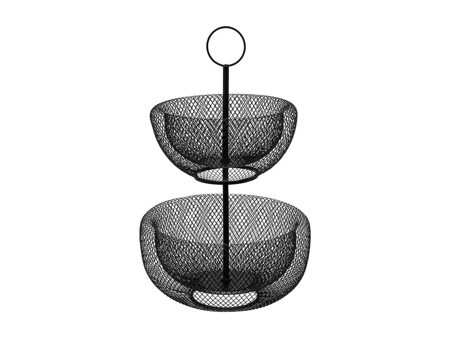 Serviteur 2 Étages en Métal "Mesh" 38cm Noir