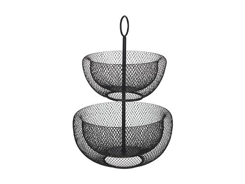 Serviteur 2 Étages en Métal "Mesh" 38cm Noir