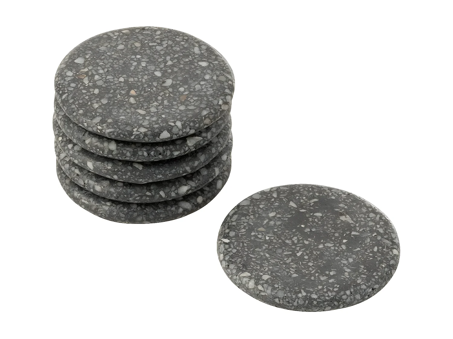 Lot de 6 Dessous de Verre "Marbra" 10cm Gris