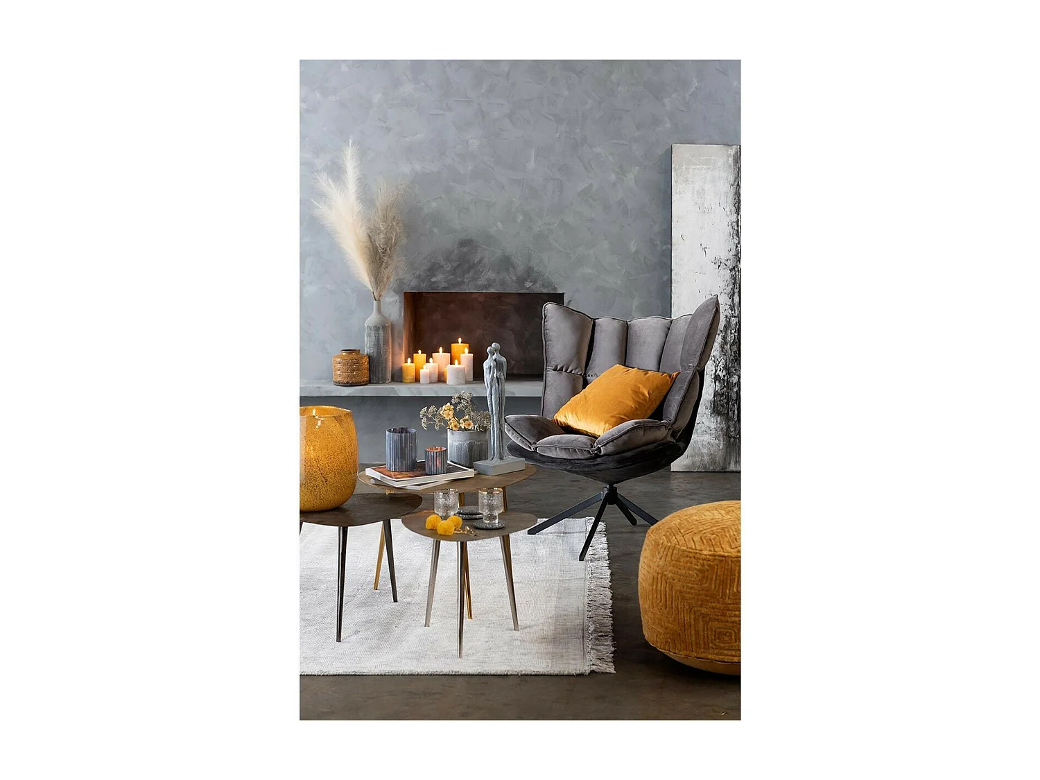 Lot de 6 Dessous de Verre "Marbra" 10cm Gris