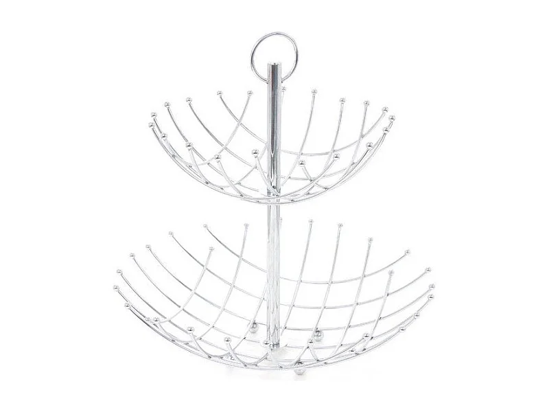 Corbeille à Fruits 2 Niveaux "Spirale" 40cm Argent