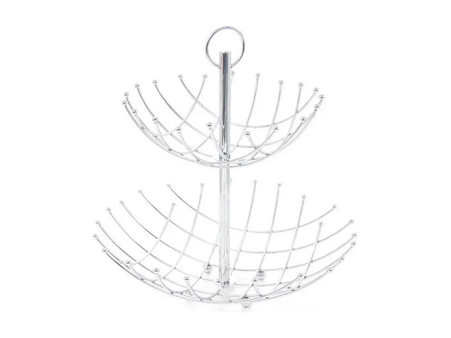 Corbeille à Fruits 2 Niveaux "Spirale" 40cm Argent