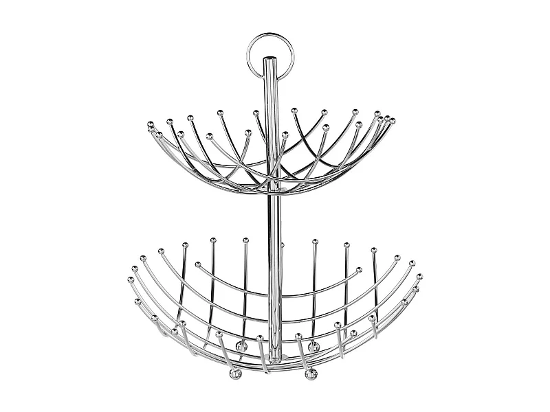 Corbeille à Fruits 2 Niveaux "Spirale" 40cm Argent