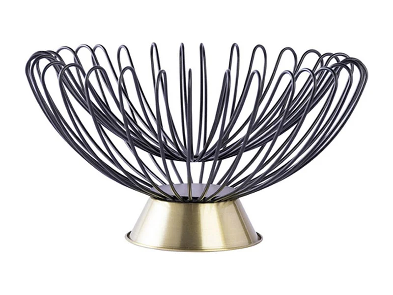 Corbeille à Fruits Déco "Malibu" 37cm Noir & Or