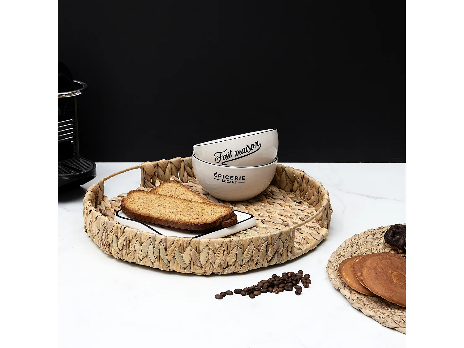 Plateau Tressage Naturel D40cm Marron