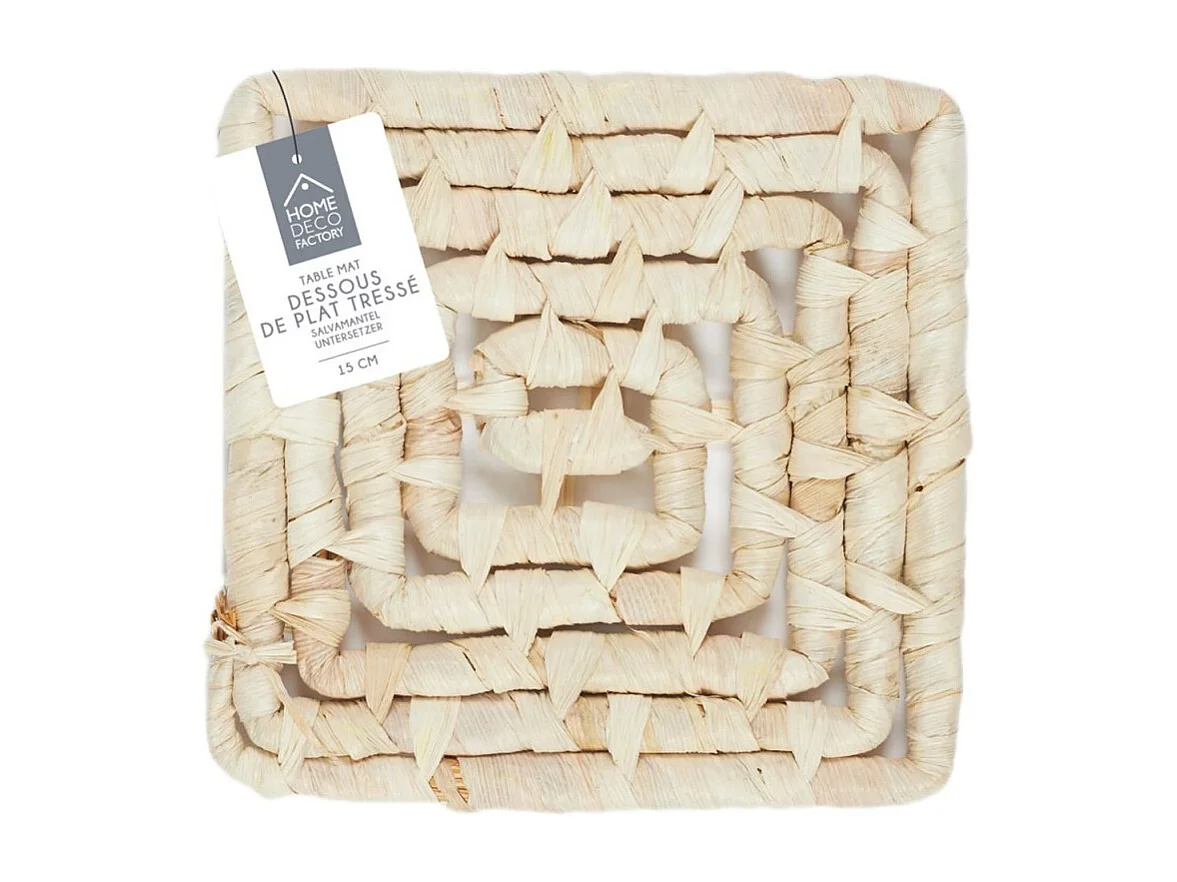 Dessous de Plat Carré "Tressé" 15cm Beige