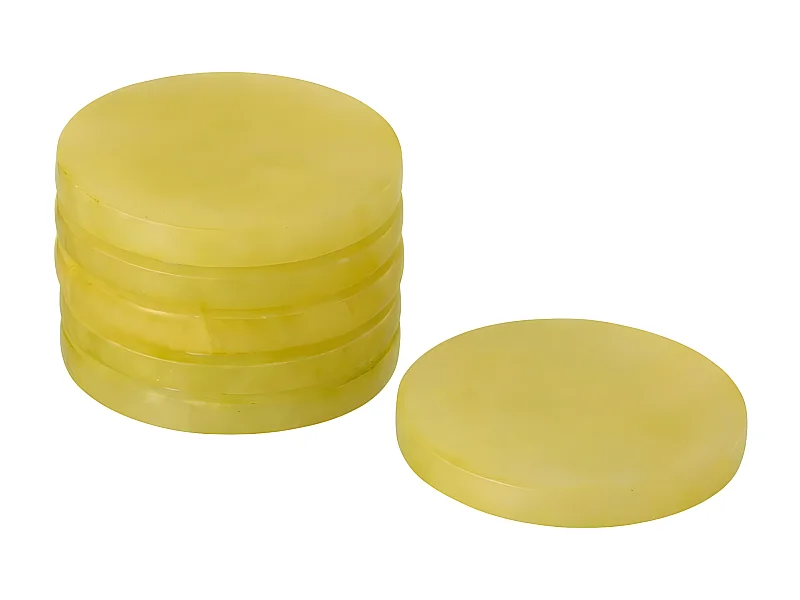 Lot de 6 Dessous de Verre "Alabaster" 10cm Jaune