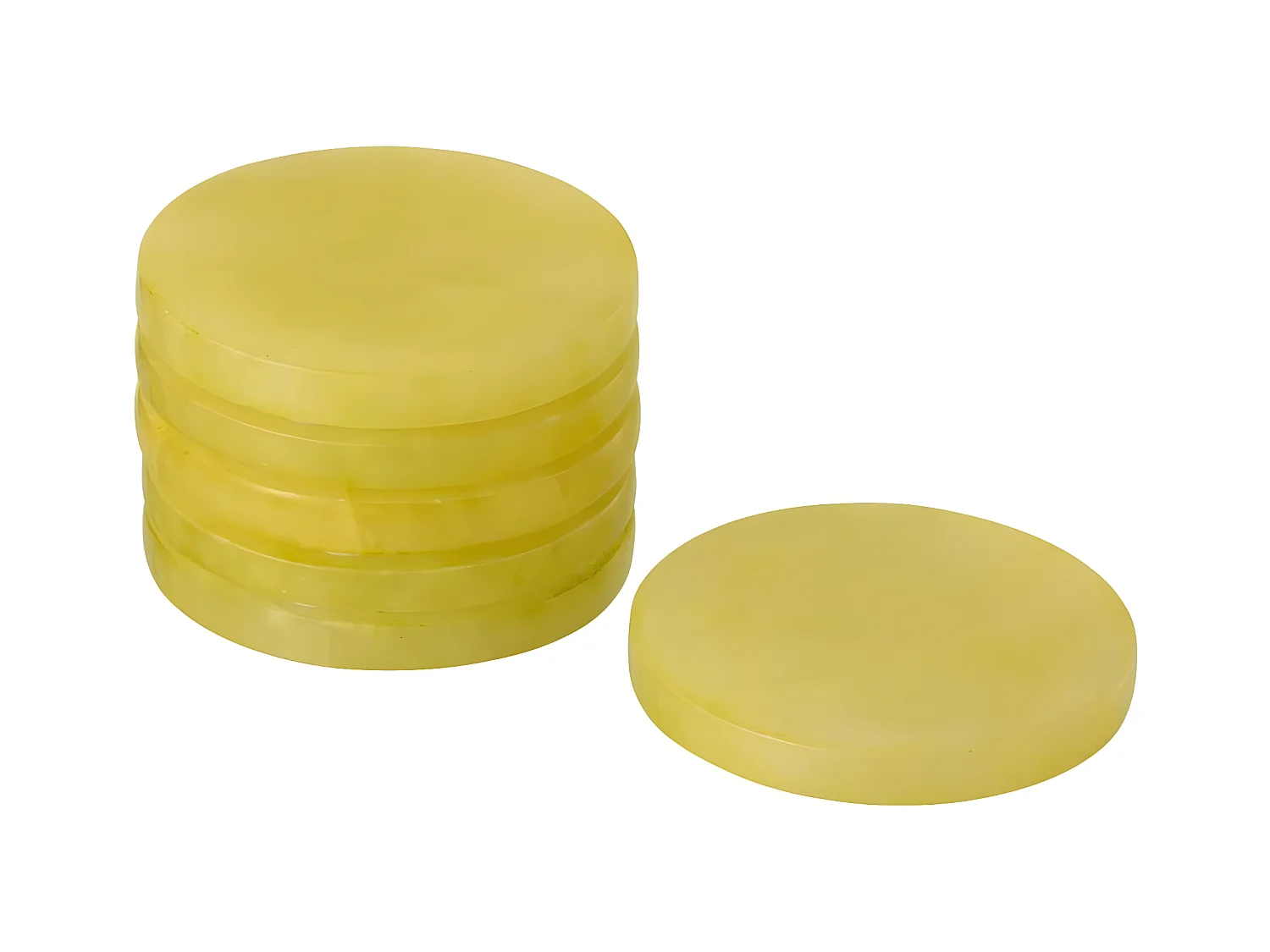 Lot de 6 Dessous de Verre "Alabaster" 10cm Jaune