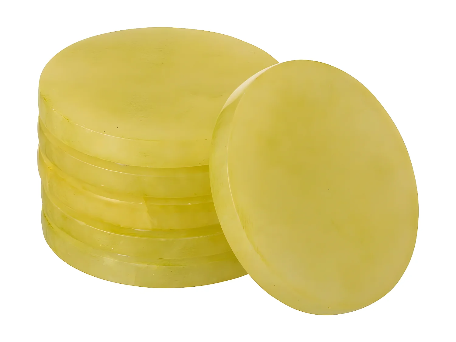 Lot de 6 Dessous de Verre "Alabaster" 10cm Jaune