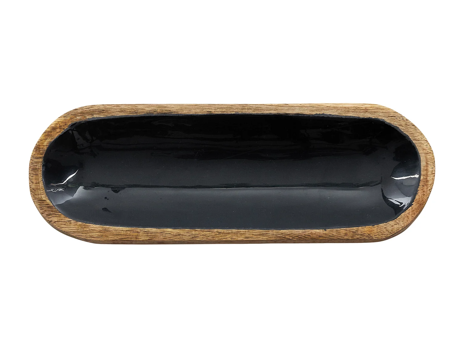 Plateau De Service Manguier Noir 30x10cm Noir, Marron